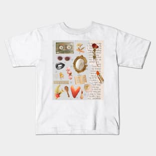 Vintage Old Money Aesthetic Collage Print Baby Grey Kids T-Shirt